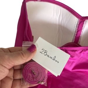 Brand New 2 Bamboo Strapless (removable straps) Pink One Piece Swimsuit. Size 10